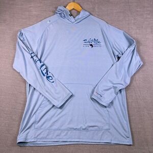 Salt Life SLX UVapor Performance Hoodie Women XL Light Blue Polyester Spandex